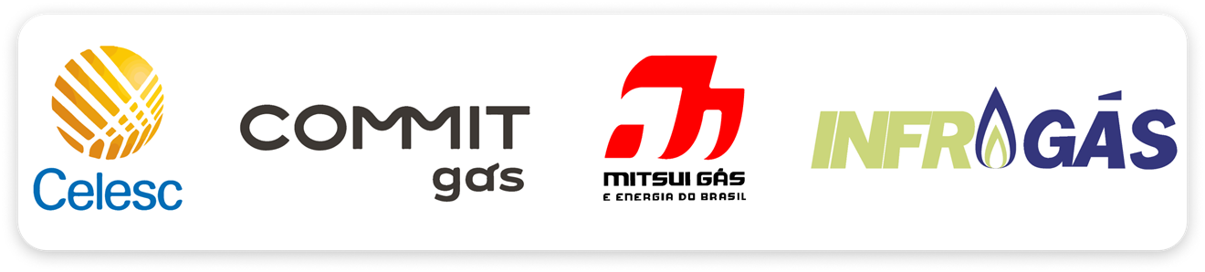 Logotipos da CELESC, COMMIT, MITSUI GÁS e INFRAGÁS.